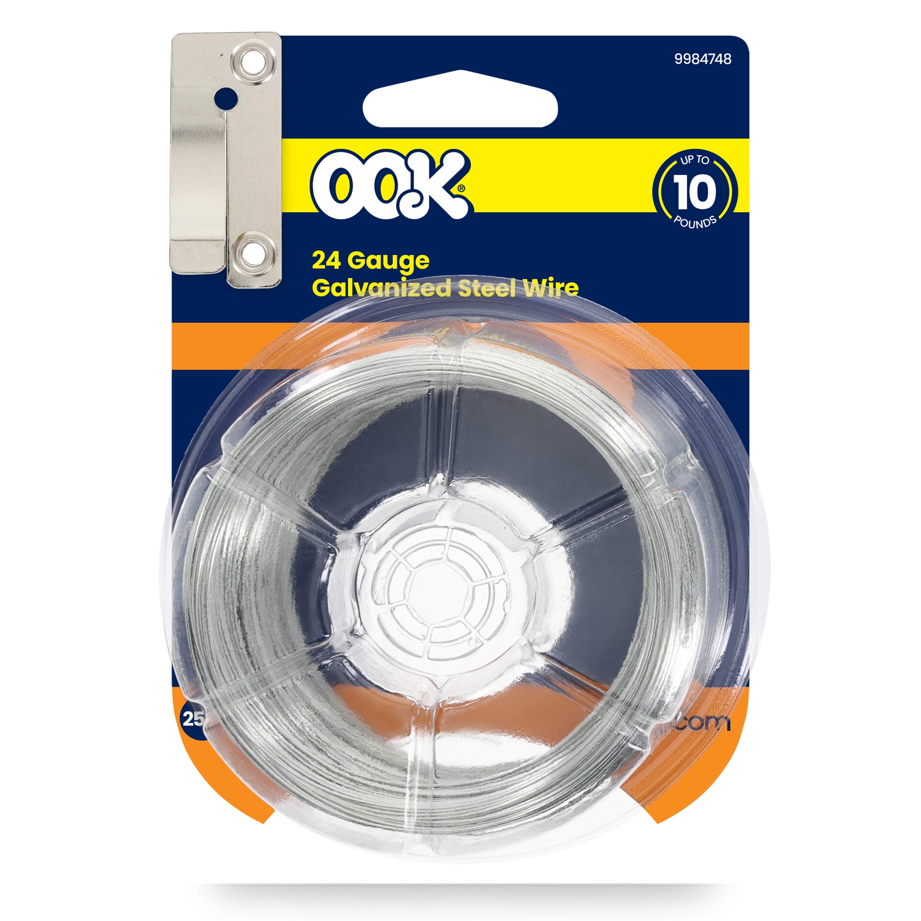(3 pack) Ook Hanging Wire, 250 ft, 10 lbs, 24 Gauge, Galvanized Steel, Silver