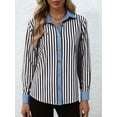 thumbnail image 5 of Warop Women's Striped Button-Down Shirt Long Sleeve Collared Contrast Trim Blouse Office Work Top for Daily, 5 of 6