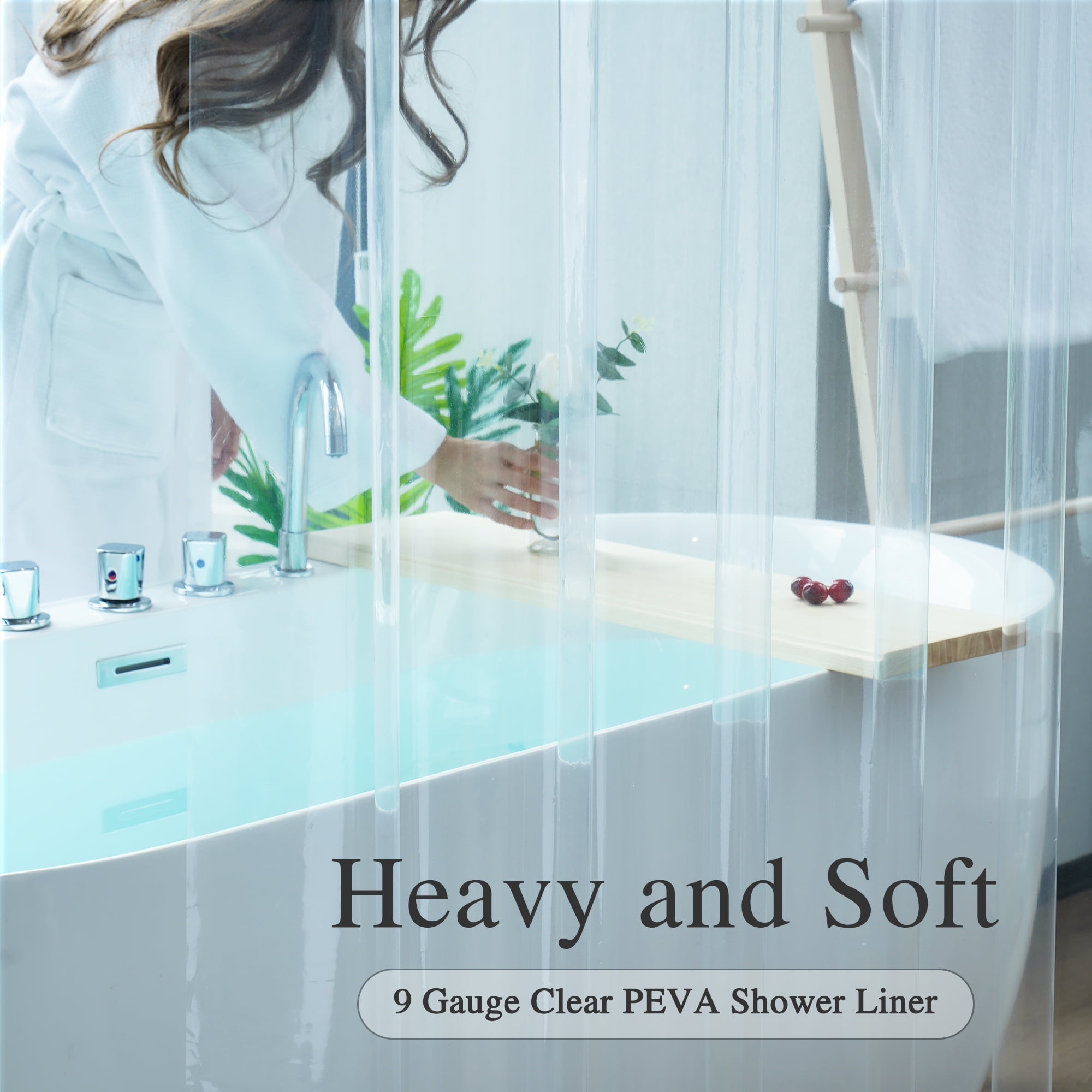 Inosoo Clear Shower Curtain Liner, 72"Wx 78"L Extra Long Heavy Duty PEVA Plastic Shower Liner , Waterproof Transparent Shower Curtain with Magnets , Mold & Mildew Resistant