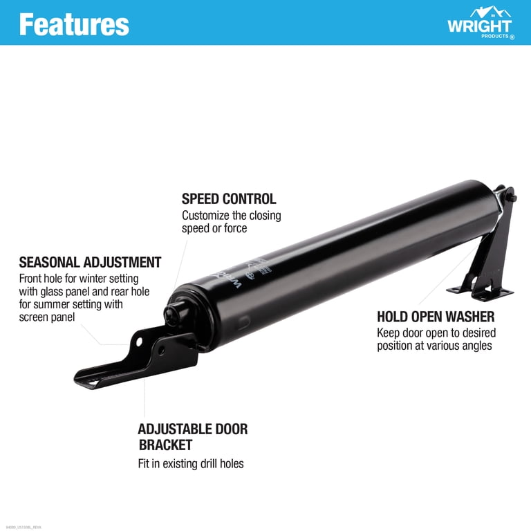 Wright Products Heavy-Duty Pneumatic Door Closer, Black photo 6