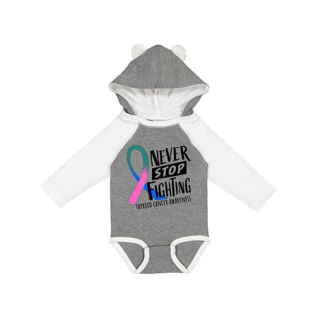 

Inktastic Never Stop Fighting Thyroid Cancer Awareness Ribbon Gift Baby Boy or Baby Girl Long Sleeve Bodysuit