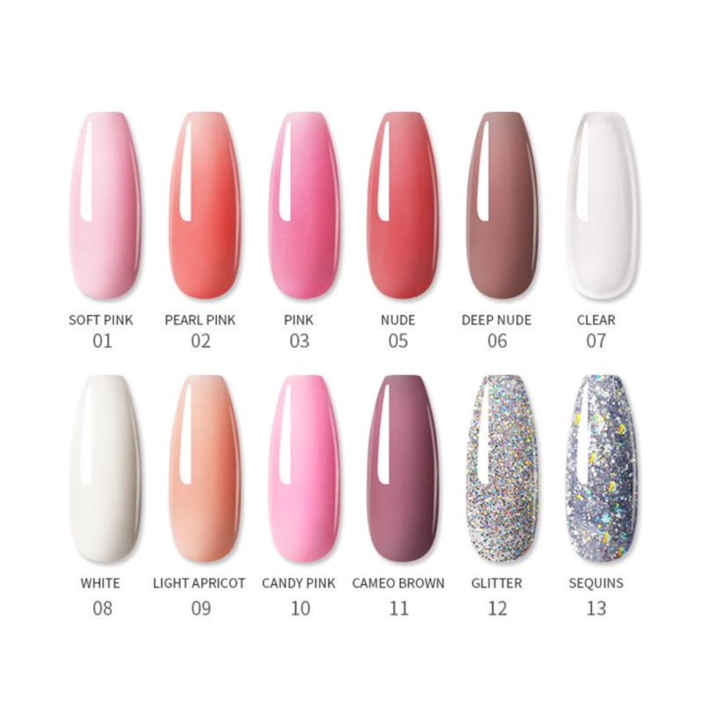 OBAZHA 10-Color Nail Extension Gel Set – Glitter & Removable UV/LED Gel, Perfect for DIY Nail Art at Home