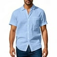 thumbnail image 3 of Mens Beach Cotton Linen Shirts Short Sleeve Cuban Button Down Casual Top Guayabera Hawaiian Loose Blouse, 3 of 7