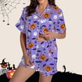 thumbnail image 2 of Halloween Pajamas Halloween Pumpkin Print Plus Size Button Pajamas for Women Set, 2 of 6