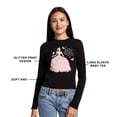 thumbnail image 5 of Wicked Glinda  Glinda Best Witch Women's Black Long Sleeve Baby Tee-XXL, 5 of 7