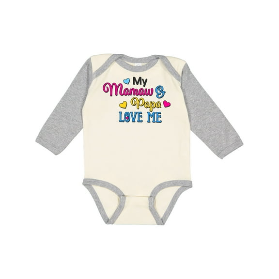 Inktastic My Mamaw and Papa Love me with Hearts Boys or Girls Long Sleeve Baby Bodysuit