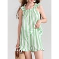 thumbnail image 2 of Elippeo Women Summer Shorts Outfits Stripe/Plaid Ruffles Straps Sleeveless Tank Tops and Shorts 2 Pieces Clothes Set, 2 of 7