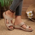 thumbnail image 5 of Avtoify Summer Women's Wedges Shoes Spring Fashionable Casual Versatile Solid Color Open Toe Trendy One Strap, 5 of 9