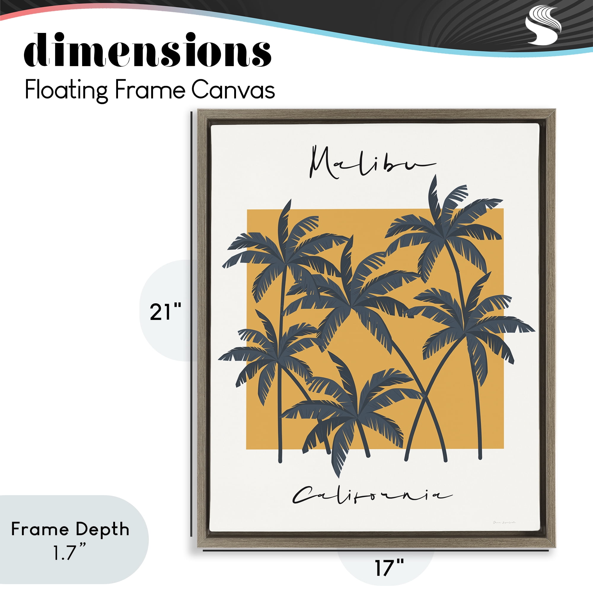 Stupell Industries Malibu Retro Vibe Brown Framed Floater Canvas Wall Art, design by Omar Escalante