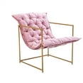 thumbnail image 5 of Accent Chair, Modern Armchair with Open Metal Frame, Retro Upholstered Reading Chair with Shine Velvet Paded, Comfy Side Lounge Arm Chair Sigle Sofa for Living Room Bedroom Waiting Room, Pink, 5 of 7
