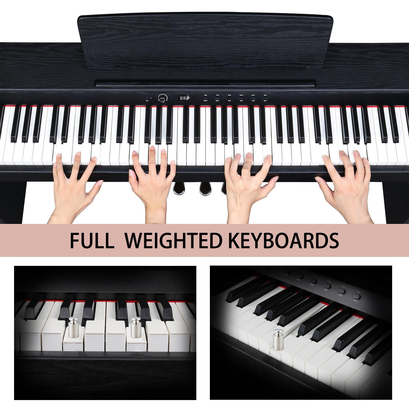 Glarry 88 Key Weighted Action Digital Piano, Electronic Keyboard Piano with Furniture Stand and Triple Pedals for Beginner Kids/Adults Beginner Digital Piano Black