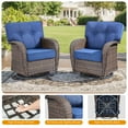 thumbnail image 6 of PARKWELL Outdoor Wicker Swivel Glider Chairs Set of 2,All-Weather Rattan Swivel Rocker Lounge Chair with Thick Navy Cushions for Porch Balcony Backyard,Brown Wicker, 6 of 9