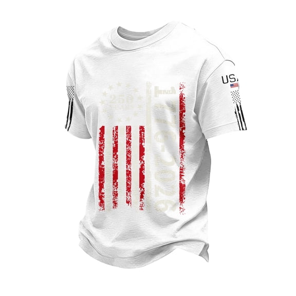 Trgacdwlo 1776-2026 Mens 250th Anniversary USA Shirt USA Flag 4th of July Shirt for Men Short Sleeve Mens Patriots Shirt White M