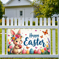 thumbnail image 4 of LUUFILx Happy Easter Bunny Banner Spring Party Decoration Photography Props Event Decor Colorful Eggs Flowers Outdoor Celebration Backdrop Background, 4 of 7