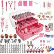 Uarter 358PCS Cake Decorating Kit Supplies with 62 Icing Piping Tips, 100 Muffin Paper Cups, 100 Disposable Piping Bags, 50 Cake Toppers and More Accessories