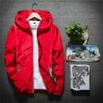 thumbnail image 7 of hgsbede Men's Plus Size Pure Color Plus Size Hoodie Reflective Zipper Outdoor Sport Coat, 7 of 7