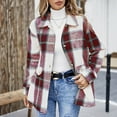 thumbnail image 2 of Byworldtasic Jackets for Women Women's 2025 Fall Clothes Plaid Shacket Jacket Long Sleeve Button Down Flannel Shirts Fashion Jacket, 2 of 3