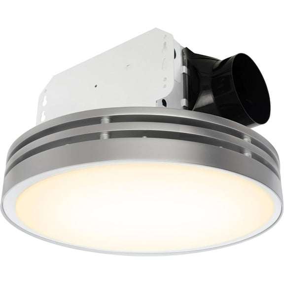 Akicon Bathroom Exhaust Fan with Light, 110CFM, 2.0 Sones Washroom Fan for Ceiling, 1000lm Dimmable LED Light and 150lm Nightlight Dual Color Vent Fan for Bathroom and Home, Round, Silver