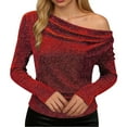 thumbnail image 2 of Shirts for Women Sequins Tops for Women Long Sleeve Red Sparkly Outfits for Women Shiny Tops Evening Wear Tops Holiday Shirts, 2 of 8