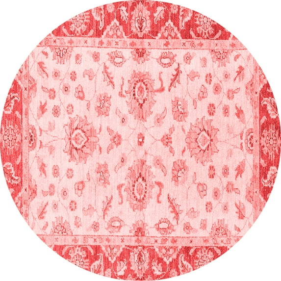 Ahgly Company Machine Washable Indoor Round Oriental Red Traditional Area Rugs, 6' Round