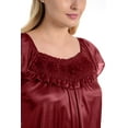 thumbnail image 5 of Ezi Satin Nightgowns for Women - Soft & Breathable Knee-Length Night Gowns - Adult Womens Nightgown M - Plus Size,L,Wine, 5 of 9