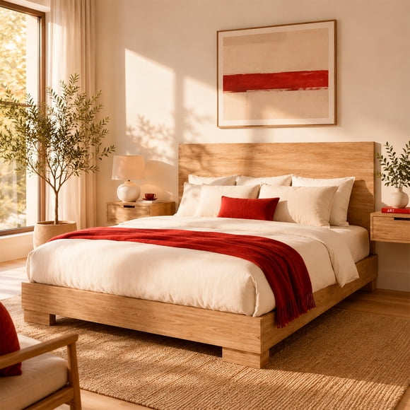 Cama Con Cabecera Matrimonial Essi,Atlas Del Descanso Color Roble