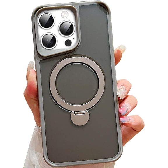 Ring Stand for iPhone 13 Pro Max Case Compatible with MagSafe,[Military Grade Protection] Matte Translucent Anti-Fingerprint Magnetic 360°Rotatable Ring Holder Stand Kickstand Case Purple