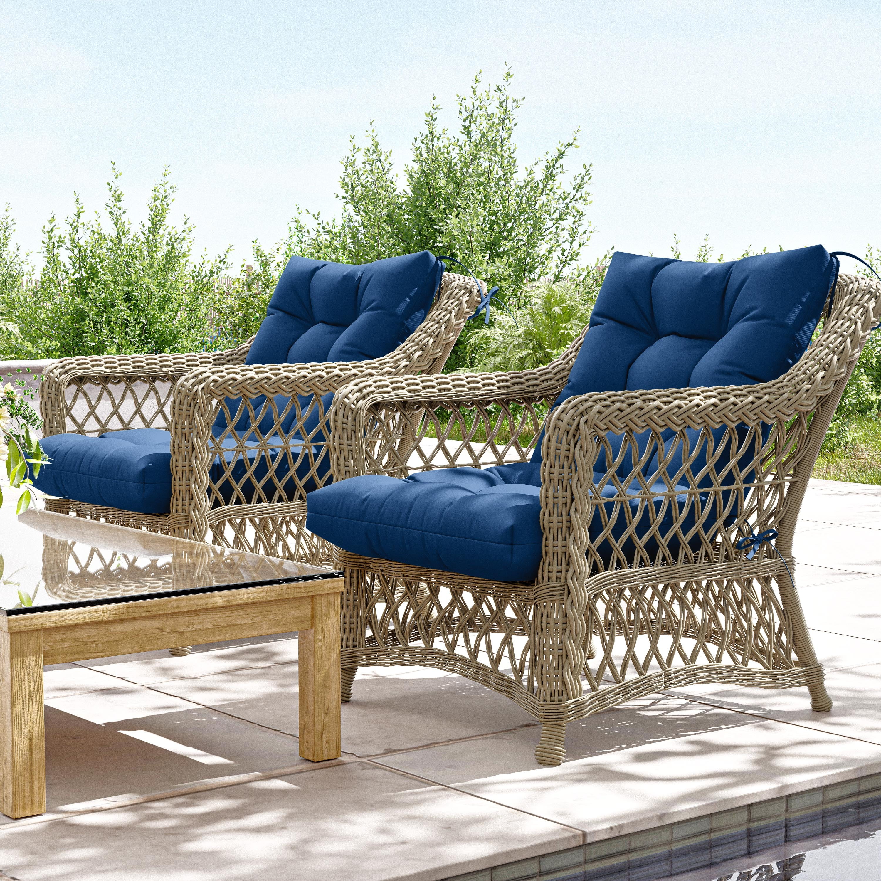 Snubbull Swing Cushions Set of 2, 42" × 21" × 5" Waterproof Rocking Chair Cushions with Ties for Outdoor Indoor Single Seat Cushions, Blue