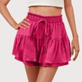 thumbnail image 5 of Lenpel Women's Flowy Shorts Trendy Boho Elastic High Waisted Pleated Ruffled Tiered Mini Skorts Summer Casual Shorts, 5 of 7