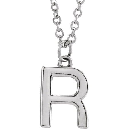 925 Sterling Silver Letter Name Personalized Monogram Initial R 9.5x6.2mm 18 Inch Polished Initial Dangle Necklace Penda