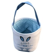 Diahey Easter Basket Holiday Rabbit Bunny Printed Canvas Gift Carry Candy Bag