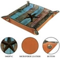 thumbnail image 3 of Women Girls Leather Square Dish Trinket Plate Jewelry Tray for Mothers Day Birthday Gift, Vintage Star Rustic Wood Plank, 3 of 6