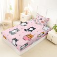 thumbnail image 5 of Manfei Kawaii Teacup Cat Twin Sheets, Triangle Abstract Bedding, Pink, 3-Piece, 1 Flat Sheet, 1 Fitted Sheet and 1 Pillowcase, 5 of 6