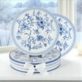 thumbnail image 6 of STP GOODS Vintage Blue Flowers Bone China Dessert Plate Set of 2 in Gift Box 7.5" (19 cm) Floral Cake Plates for Appetizer Salad Serving, Blue White, 6 of 10