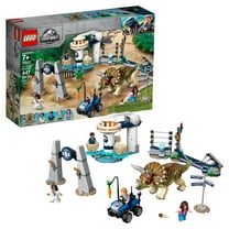 LEGO Jurassic World Triceratops Rampage 75937 ATV Motorcycle Model Dinosaur Figure Building Toy (447 Pieces)