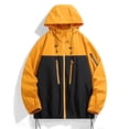 thumbnail image 2 of WTOBBY Men's Single Layer Waterproof Hiking Jacket, Windproof Raglan Sleeve Windbreaker with Adjustable Hood, Lightweight Packable Rain Coat,Saffron 2XL, 2 of 4