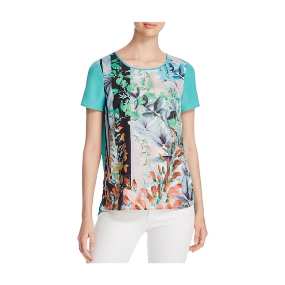 Finity Womens Botanical Pullover Blusa, Multicolor, 6