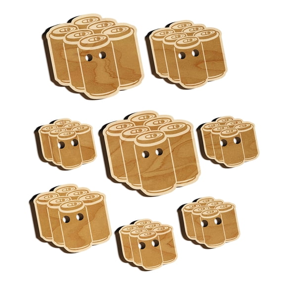 Beer Soda Drink Six Pack Wood Buttons for Crochet Knitting Sewing DIY Craft - Various Sizes (8pcs)