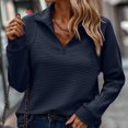 thumbnail image 5 of BSDJILFG Half Zip Up Sweatshirt for Women Long Sleeve Shirts Stand Collar Solid Color Pullovers, 5 of 7
