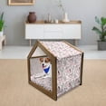 thumbnail image 3 of Eiffel Pet House, Love in the City Paris French Bridal Composition Romantic Travel Pink Blossoms, Outdoor & Indoor Portable Dog Kennel with Pillow and Cover, 5 Sizes, Rose Black White, by Ambesonne, 3 of 5