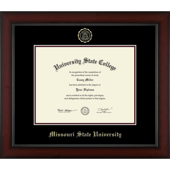 Missouri State University Diploma Frame, Document Size 11" x 8.5"