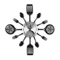 thumbnail image 1 of Relojes de pared de cocina de 16 pulgadas con cucharas y tenedores (negros), 1 of 7