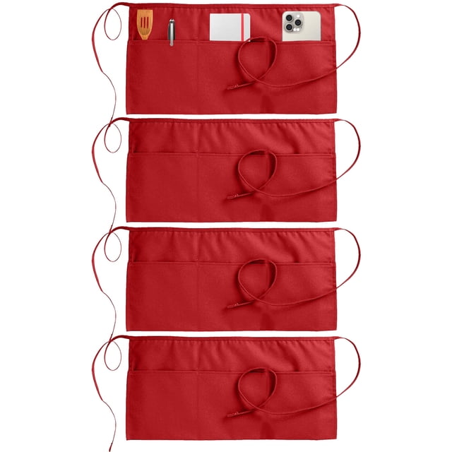 Delantal de Cintura Utopia Wear Paquete de 4 para Meseros Rojo 30 cm