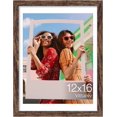 thumbnail image 1 of Vittanly 12x16 Picture Frame, Display Pictures 11x14 with Mat or 12x16 without Mat, Premium Material with Shatter Resistant Plexiglass, Poster Frame for Wall Display, Rustic Brown, 1 Pack, 1 of 6