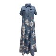thumbnail image 4 of Danhjin Women's Summer Denim-Like Shirt Dress Short Sleeve Distressed Jeans Dress Button Casual Maxi Dress, 4 of 6