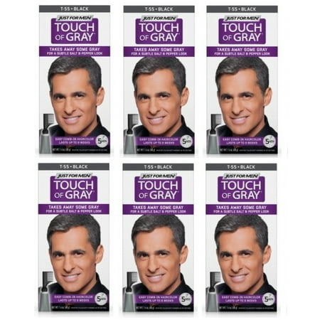 Just For Men Touch Of Gray, Takes Away Some Gray, T55 Black (Pack of 6) + Facial Hair Remover