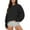 Black, variant on Black Essentials Hoodie, Polyester Hoodies for Women, Women's Solid Color Round Neck Oversized Sweatshirt Loose Fit Long Sleeve Light Sweatshirt Loose Blouse M