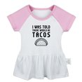 thumbnail image 4 of Pack of 2, Feed Me Tacos And Tell Me I'm Pretty & I was Told There Would Be Tacos Funny Dresses, Newborn Baby Skirts, Infant Princess Dress, Toddler Frocks (Pink Raglan Dresses, 0-6 Months), 4 of 5
