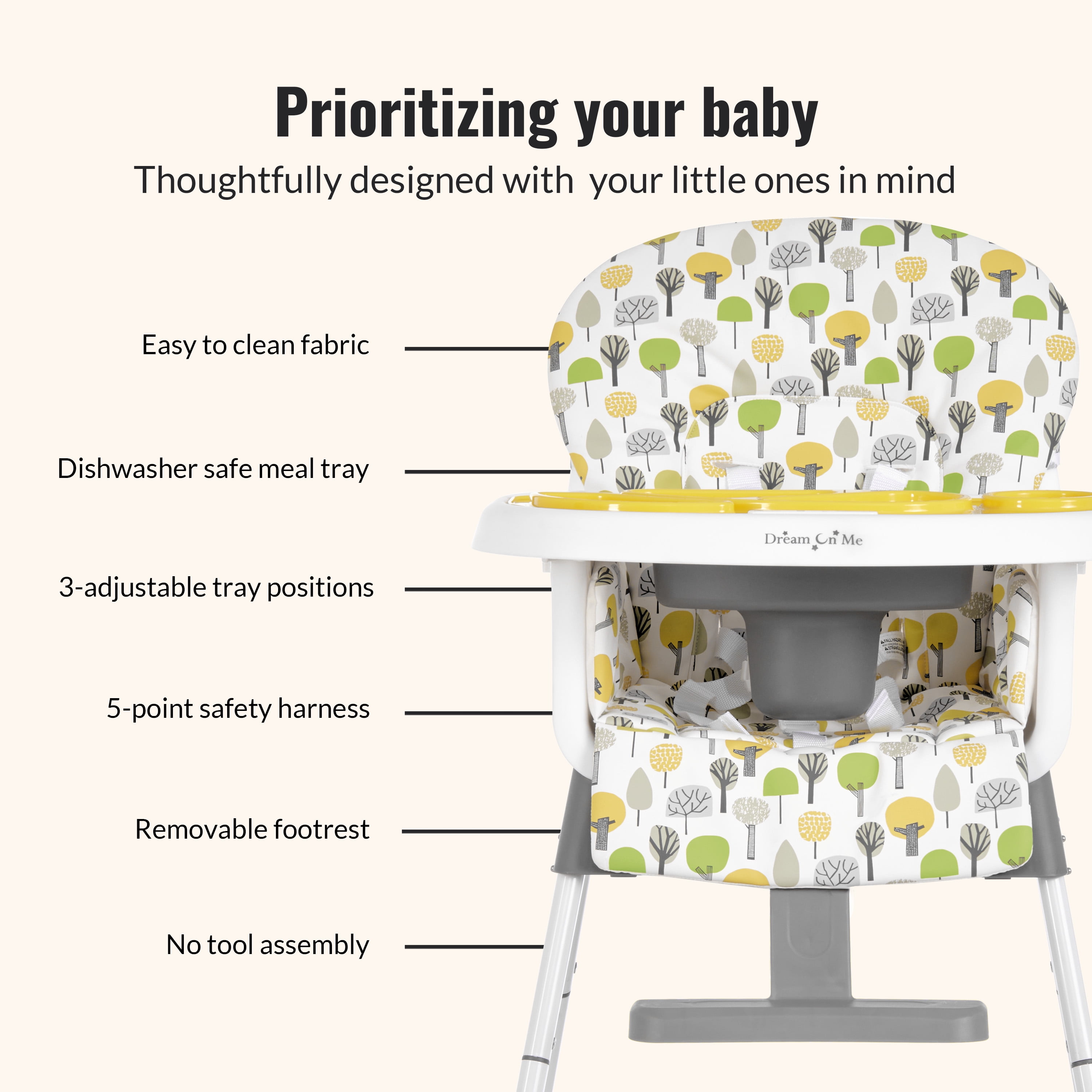 Dream On Me Lightweight & Convertible Curio Sit N Seek High Chair , Lime