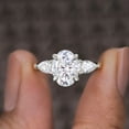thumbnail image 2 of Cora Jewellery Tulip Setting Three Stone Oval Moissanite Engagement Ring for Women, 10K White Gold, 2 of 6